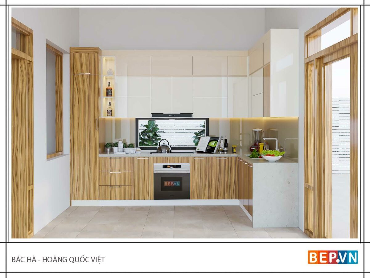 Tủ bếp chữ L gia đình bác Hà - Hoàng Quốc Việt
