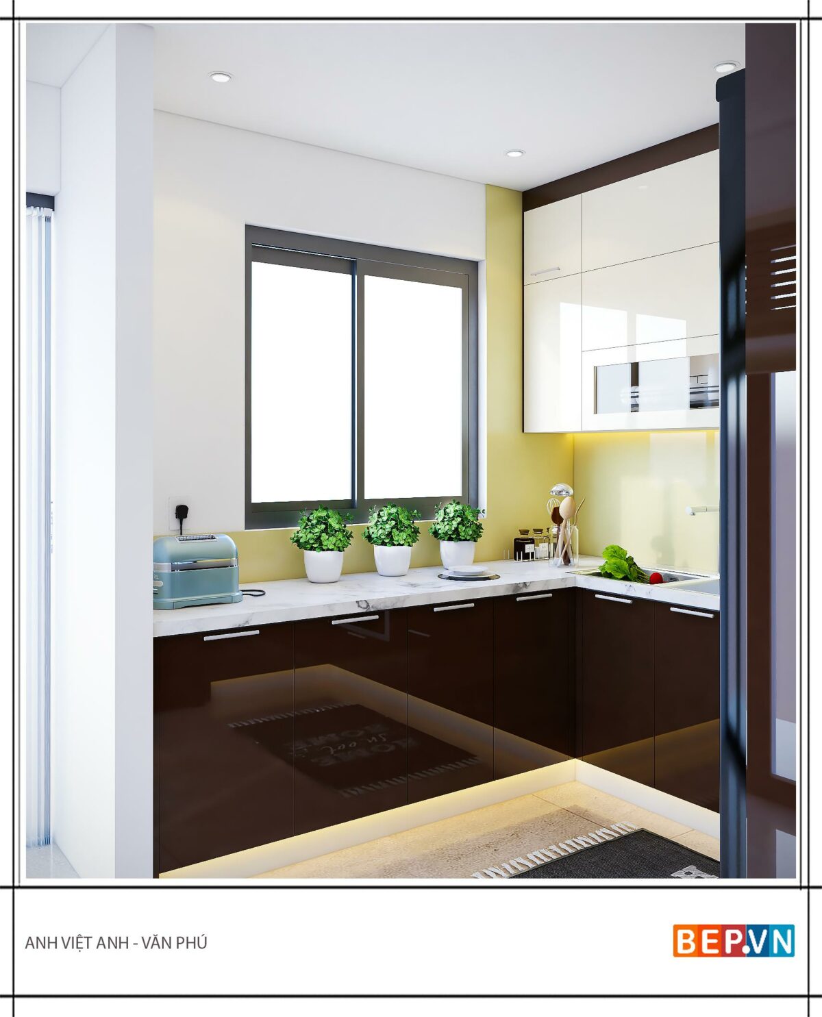 Tủ bếp Acrylic chữ U gia đình anh Việt Anh - Hình ảnh 3