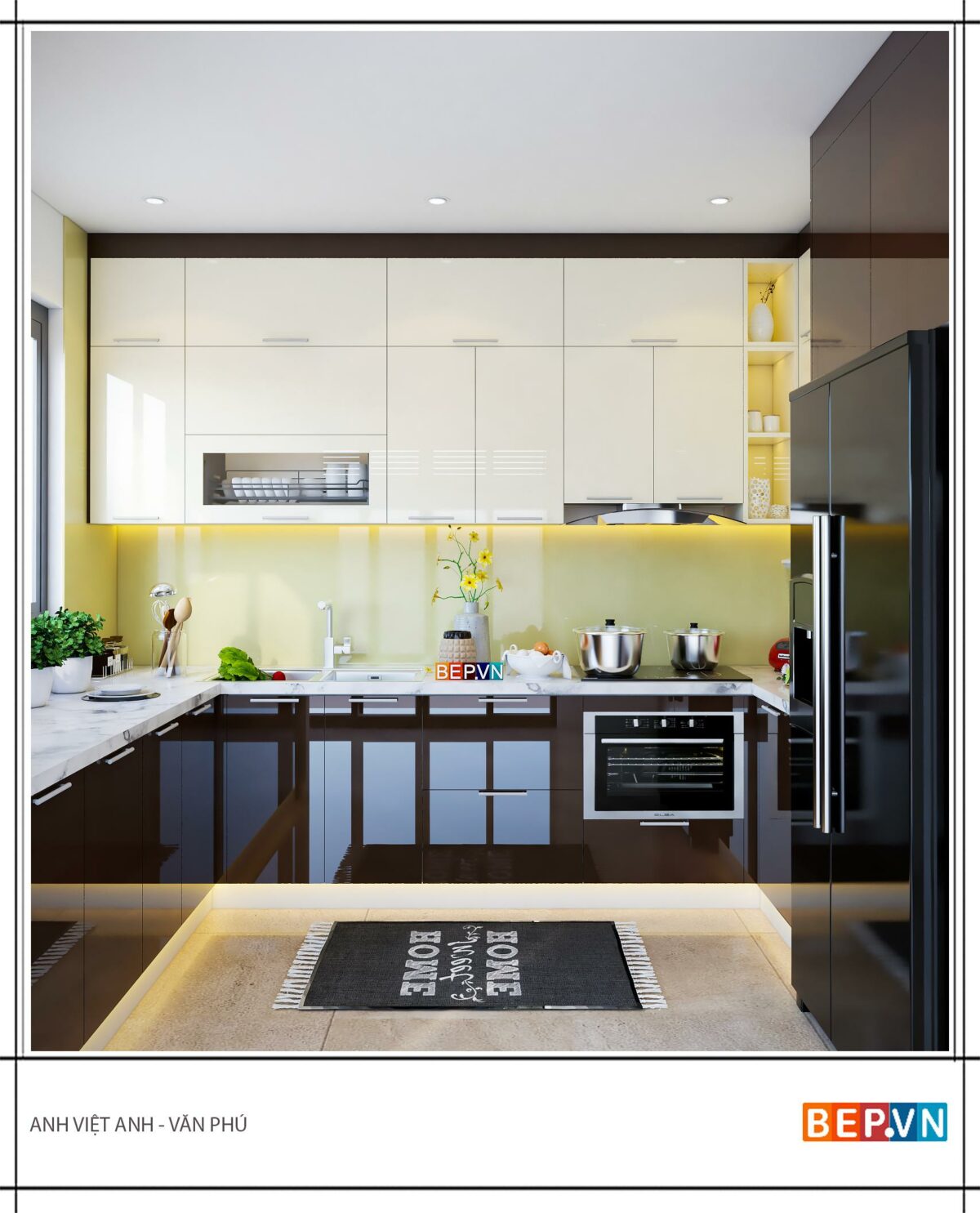 Tủ bếp Acrylic chữ U gia đình anh Việt Anh - Hình ảnh 4