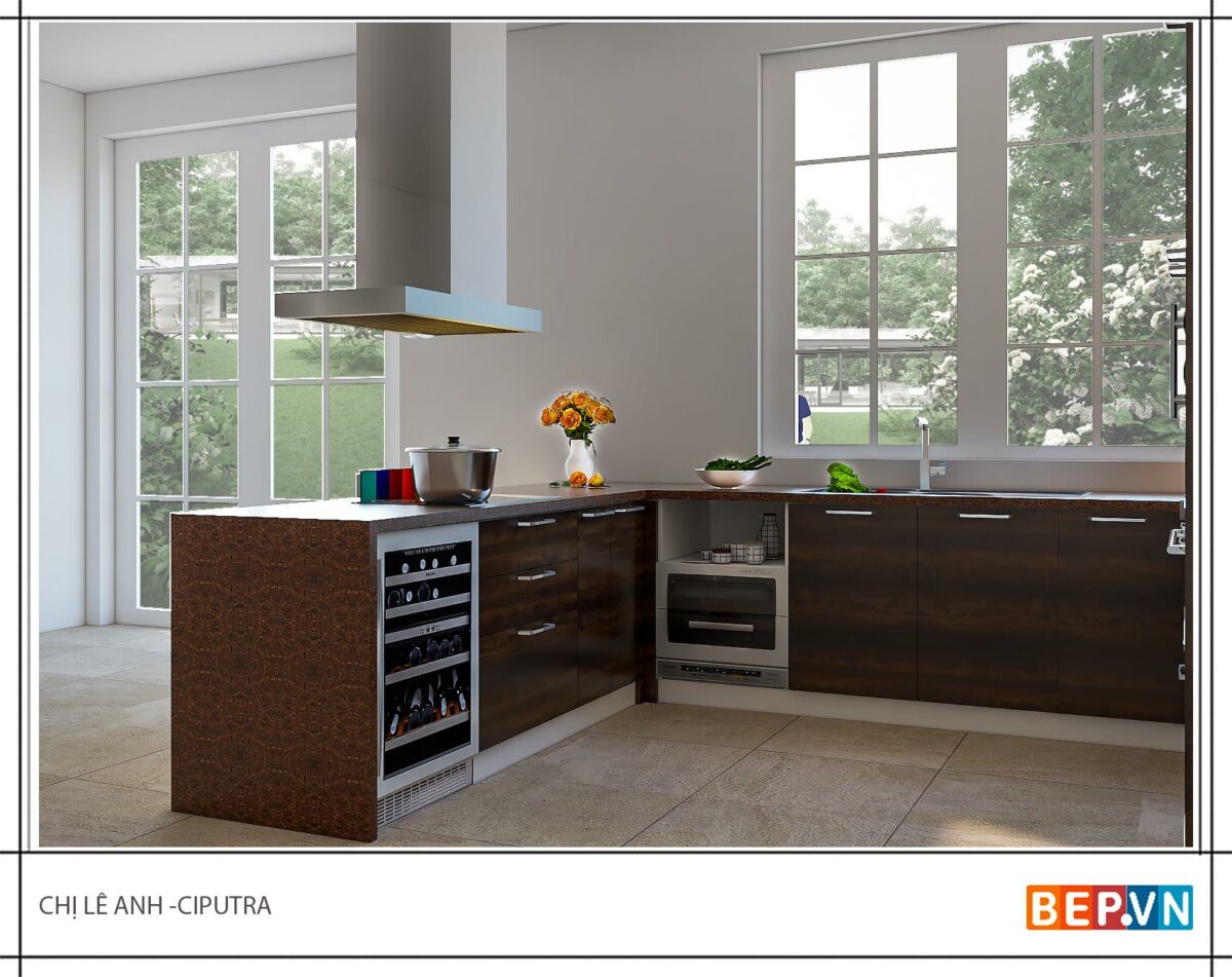 Tủ bếp chữ U gia đình chị Lê Anh - Hình ảnh 3