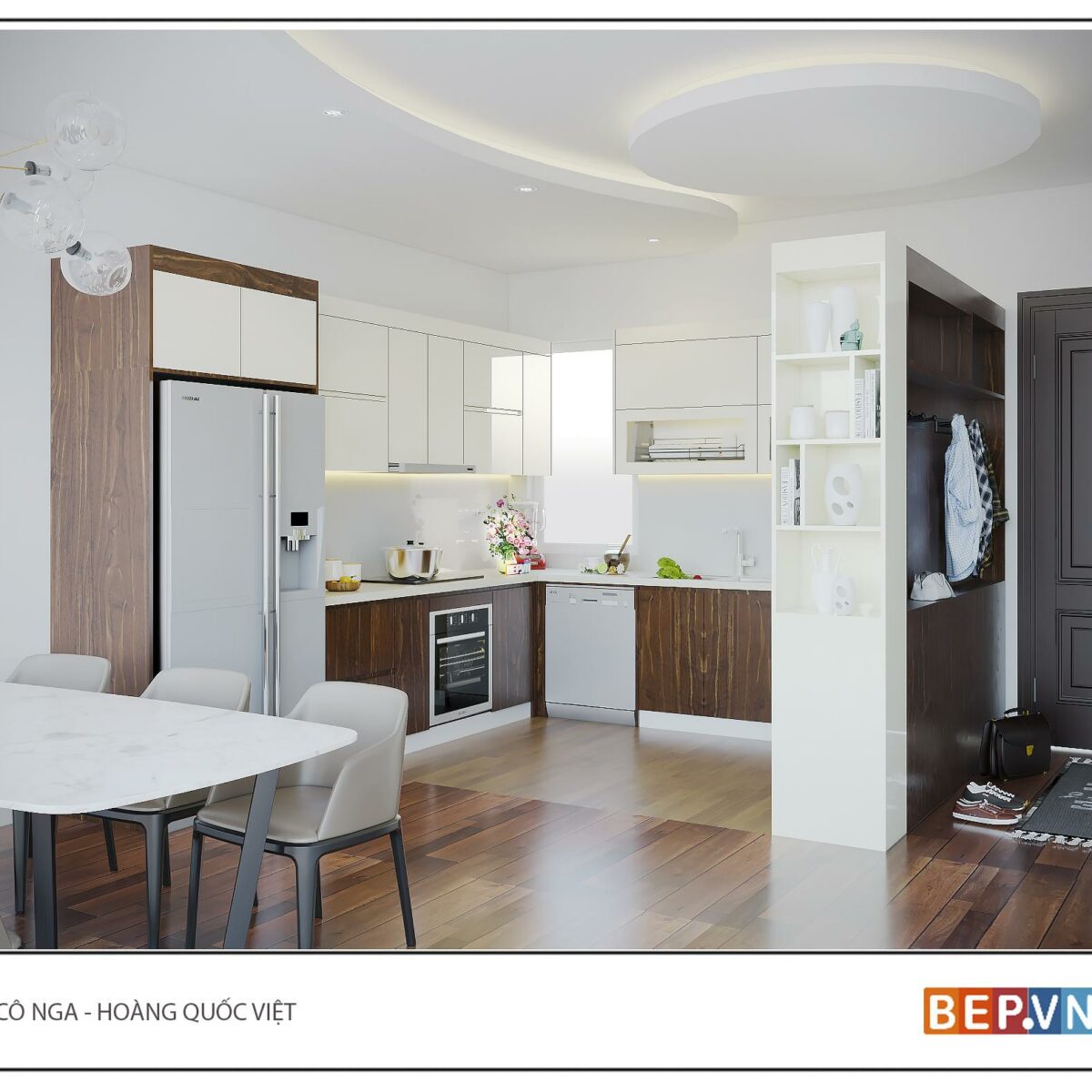 Tủ bếp Chữ U gia đình cô Nga