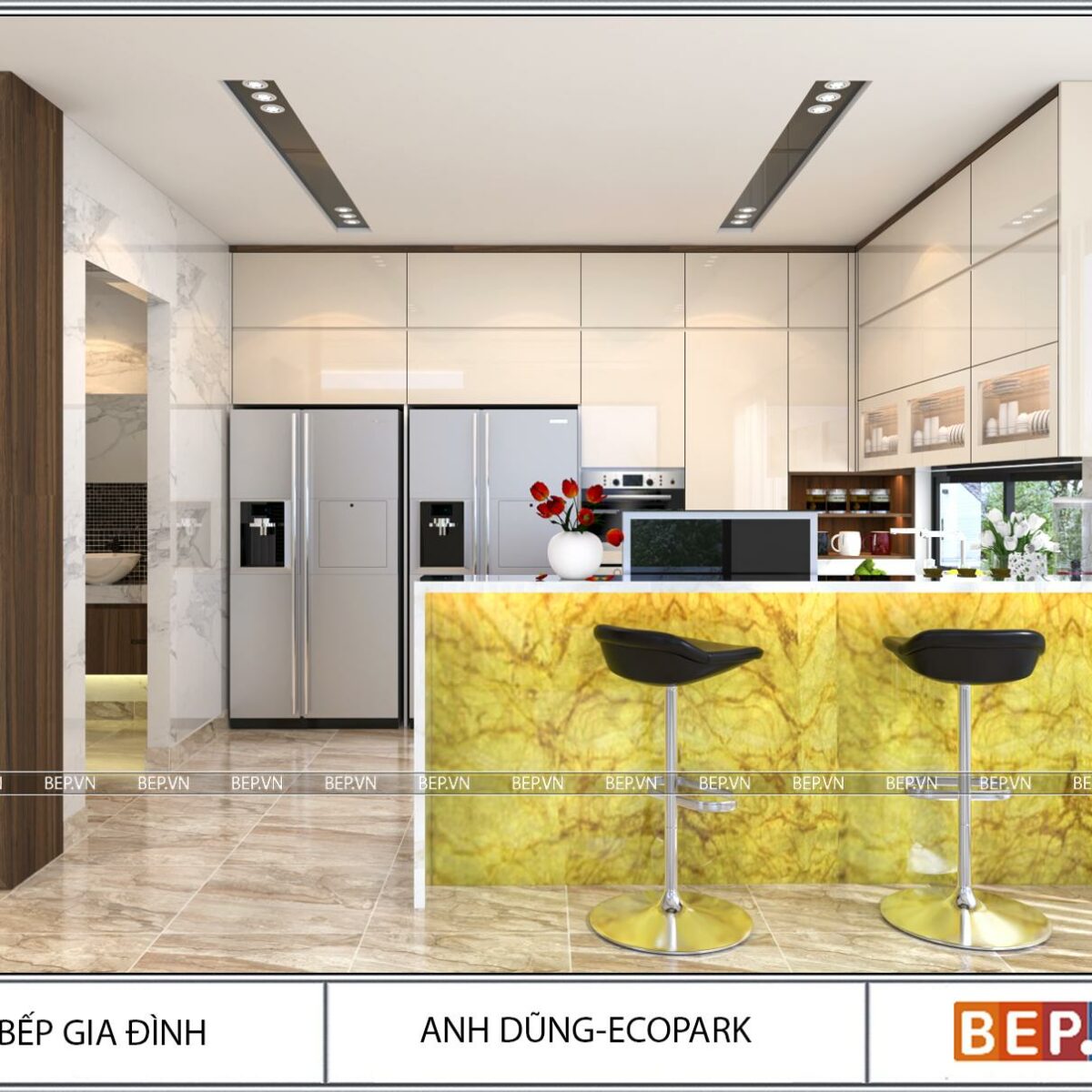 Tủ bếp Acrylic chữ U gia đình anh Dũng
