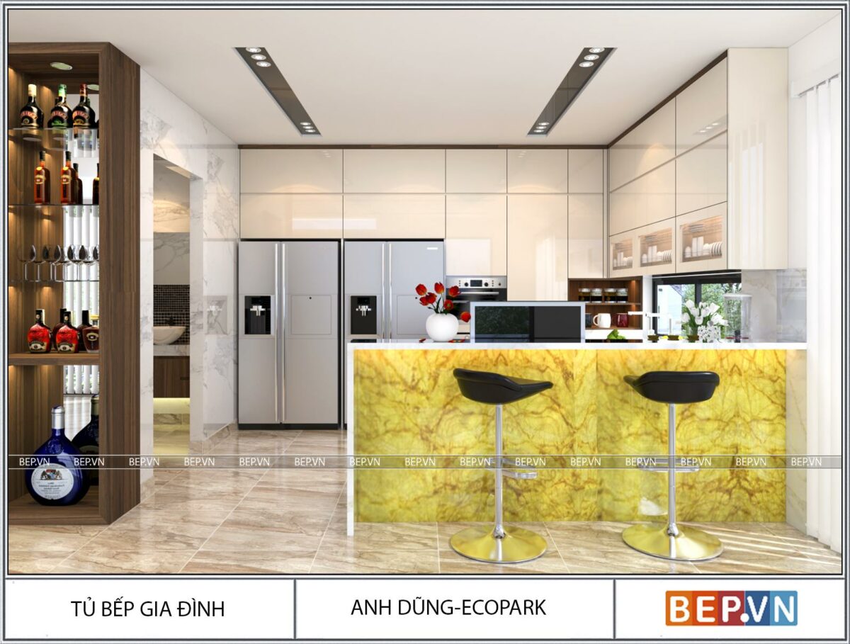 Tủ bếp Acrylic chữ U gia đình anh Dũng