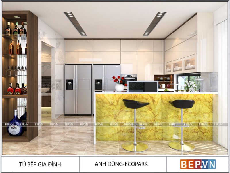Tủ bếp Acrylic chữ U gia đình anh Dũng