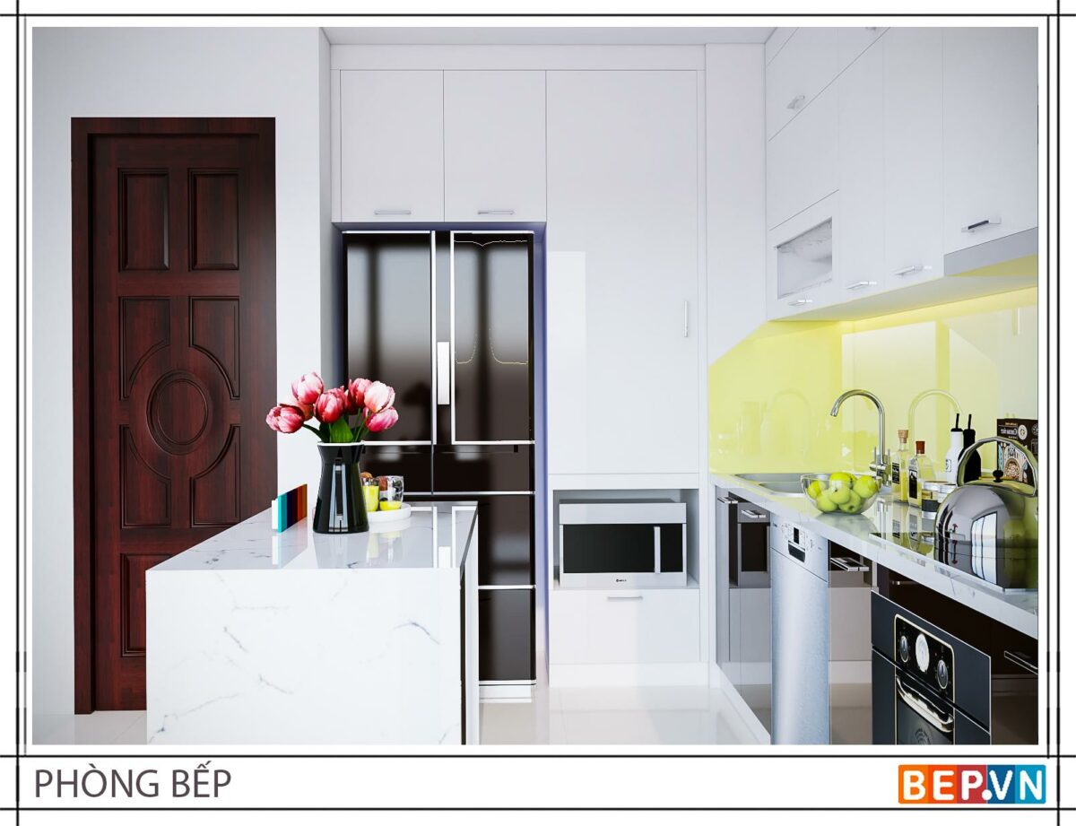 Tủ bếp có bàn Đảo gia đình chị Hồng