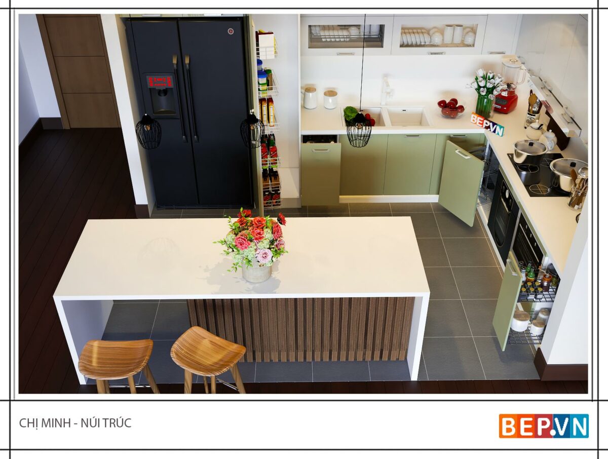 Tủ bếp đảo gia đình chị Minh - Núi Trúc - Hình ảnh 2