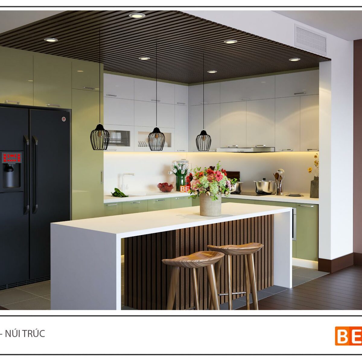 Tủ bếp đảo gia đình chị Minh - Núi Trúc