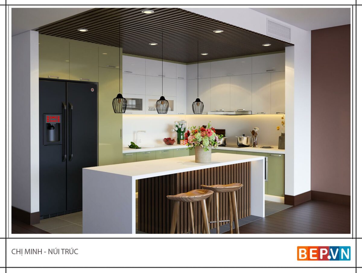 Tủ bếp đảo gia đình chị Minh - Núi Trúc