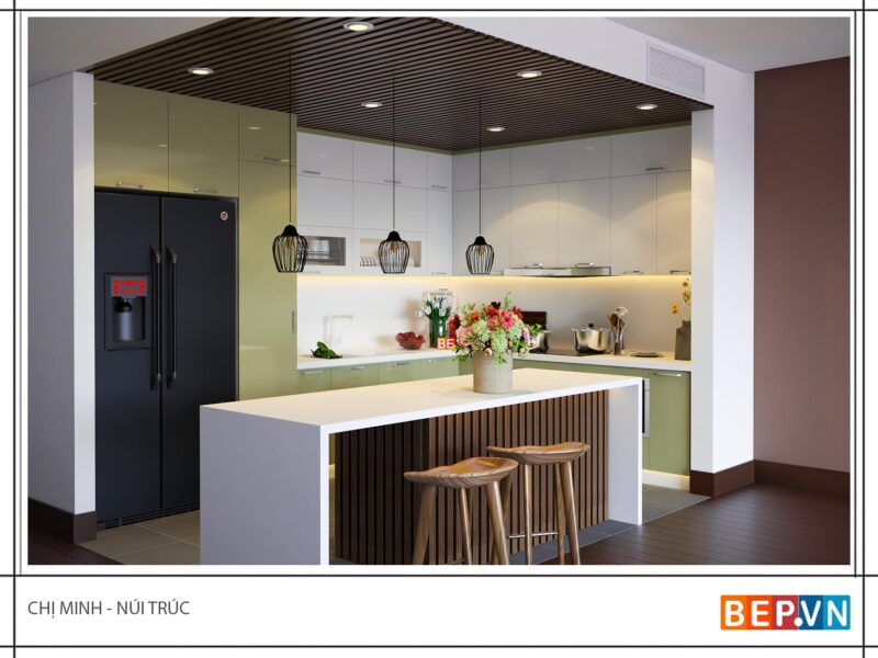 Tủ bếp đảo gia đình chị Minh - Núi Trúc