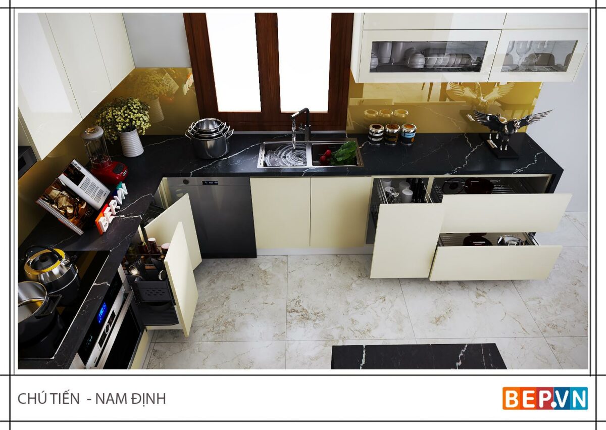Tủ bếp có bàn đảo gia đình chú Tiến - Nam Định - Hình ảnh 2
