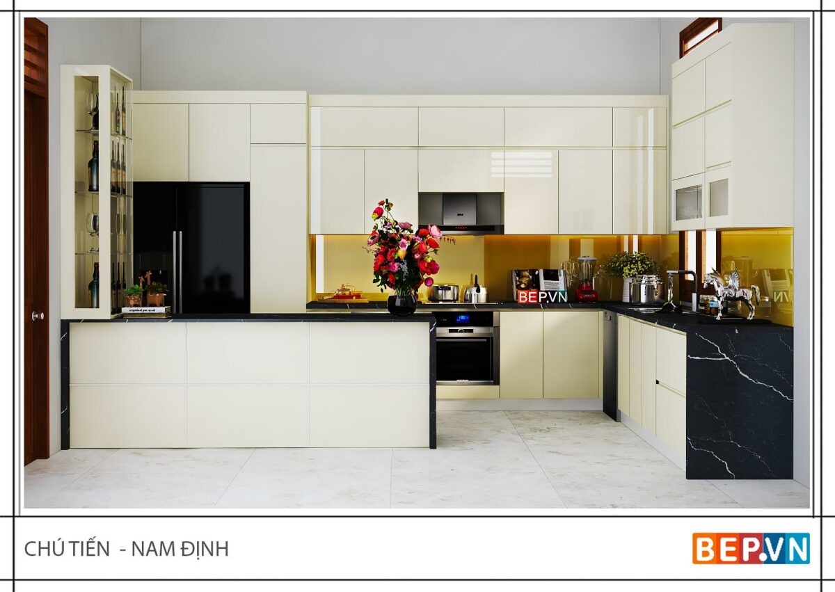 Tủ bếp có bàn đảo gia đình chú Tiến - Nam Định - Hình ảnh 3