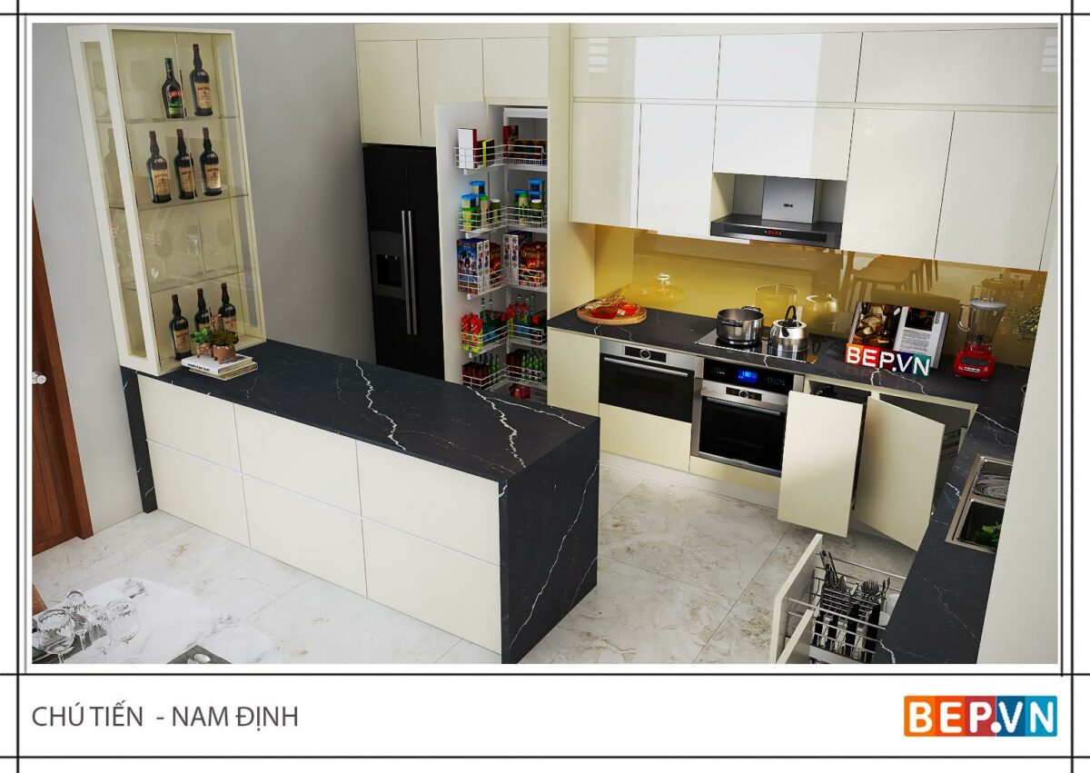 Tủ bếp có bàn đảo gia đình chú Tiến - Nam Định - Hình ảnh 5
