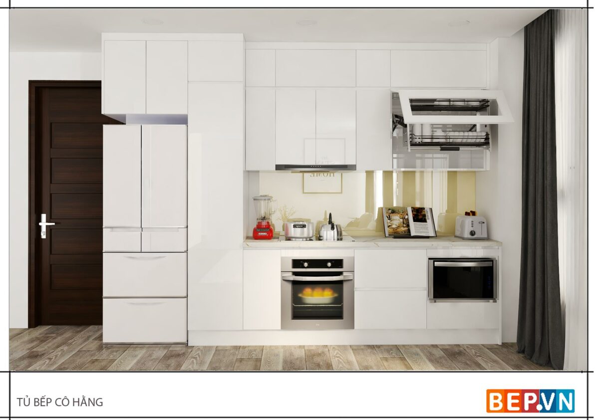 Tủ bếp Acrylic có bàn đảo gia đình cô Hằng - Hình ảnh 2