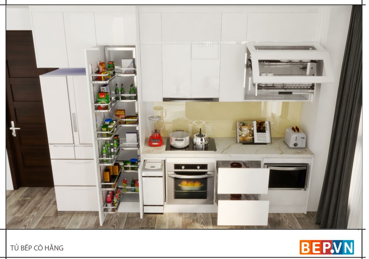 Tủ bếp Acrylic có bàn đảo gia đình cô Hằng - Hình ảnh 3