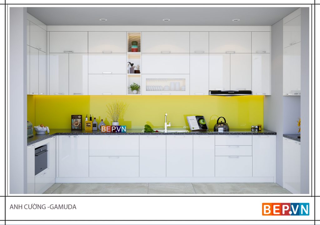 Mẫu tủ bếp đẹp cho nhà bếp nhỏ anh Cường