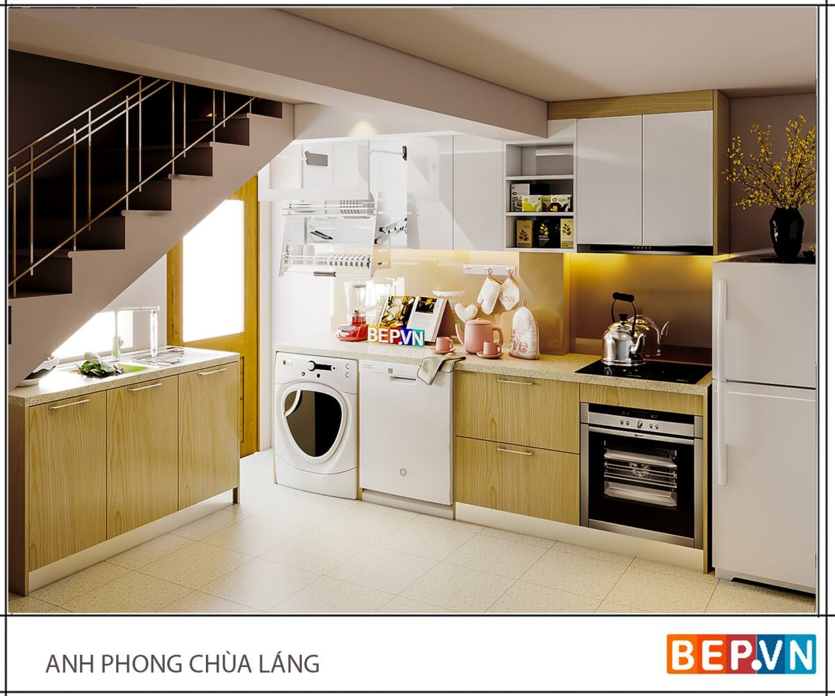 Tủ bếp Acrylic chữ L gia đình anh Phong