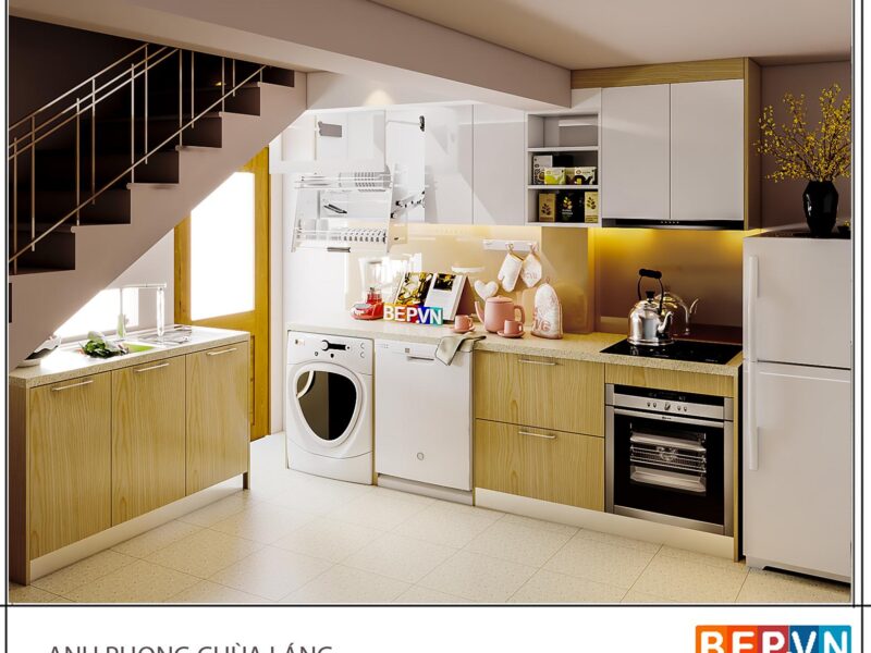 Tủ bếp Acrylic chữ L gia đình anh Phong