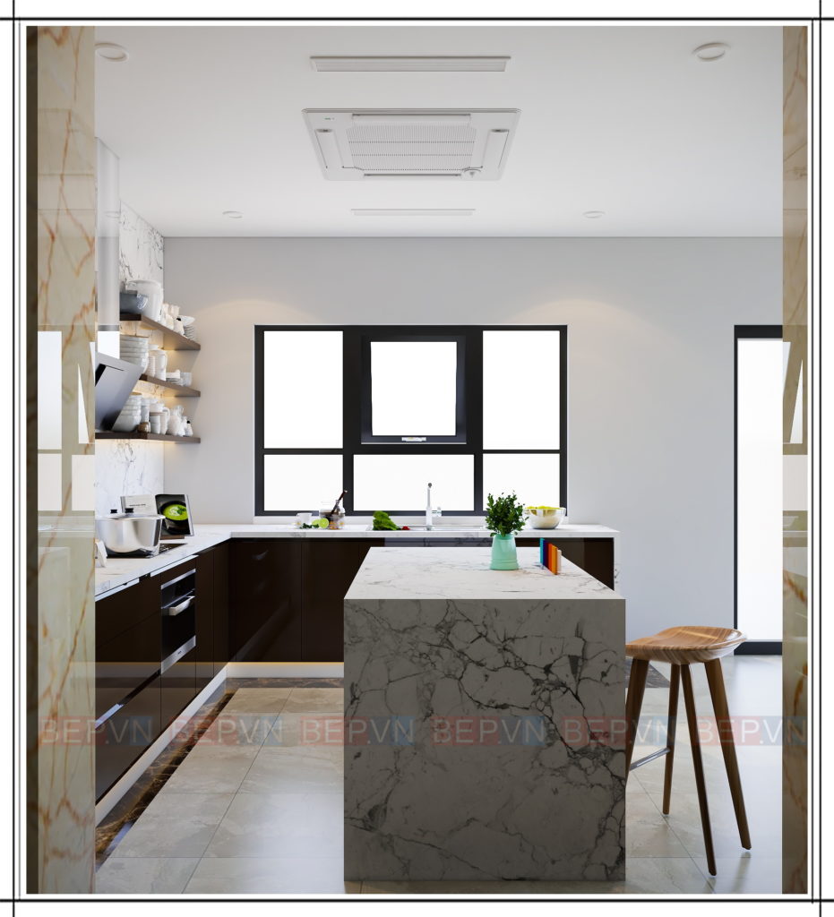 Sáng tạo trong mẫu tủ bếp thiết kế mở trang trí, lưu trữ