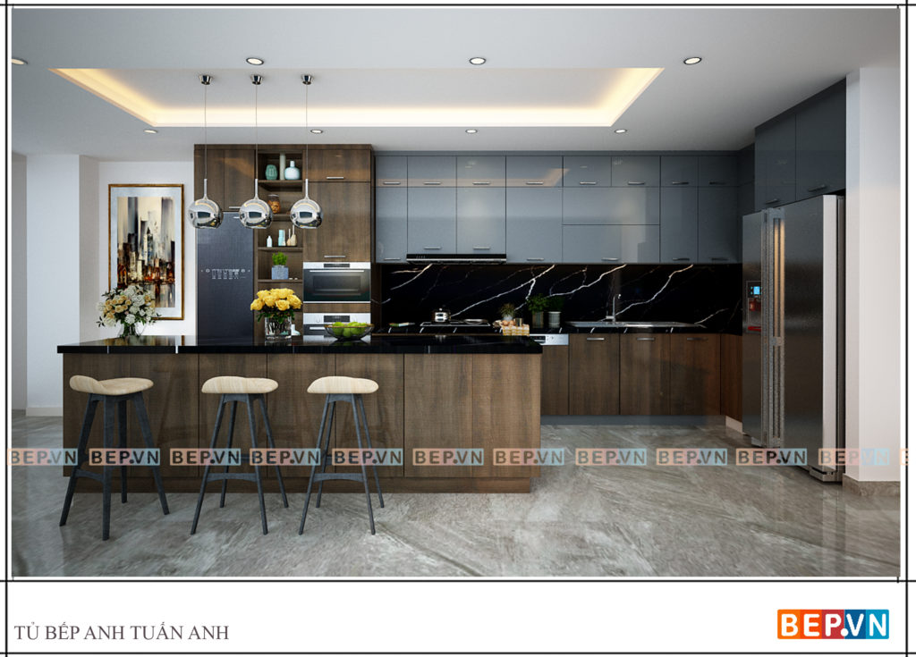 top 5 mẫu tủ bếp gỗ công nghiệp laminate