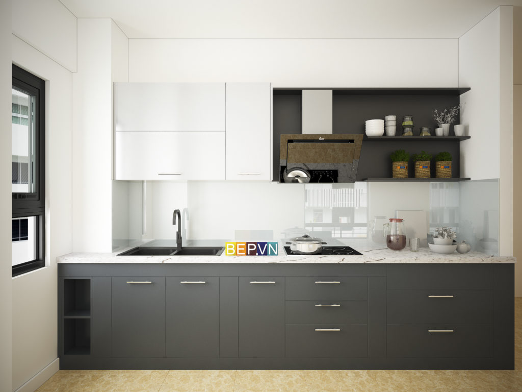 thiết kế tủ bếp chữ i hiện đại, công năng và sáng tạo