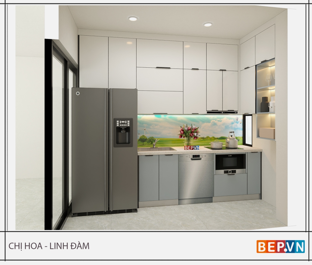 Tủ bếp Inox Nhập khẩu cánh kính cường lực - Lux.WL