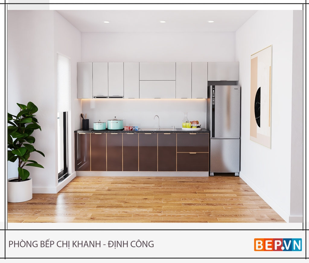 Tủ bếp Inox nhập khẩu cánh kính cường lực R.WB chữ i
