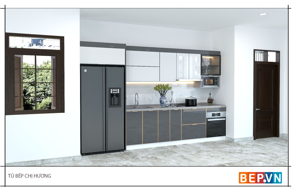 Tủ bếp INOX Nhập khẩu Cánh Kính cường lực - RR.B02