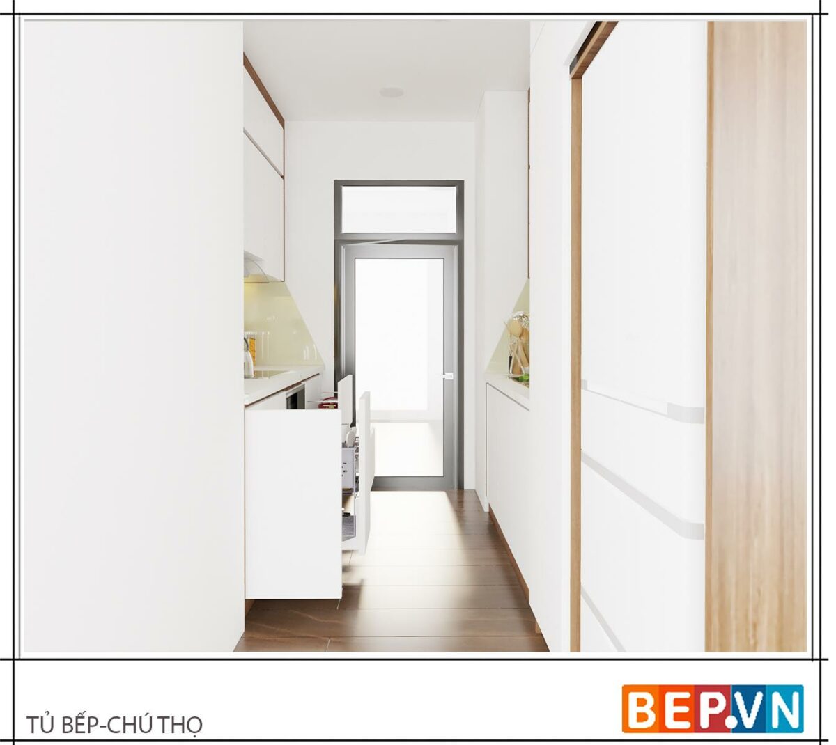 Tủ bếp Laminate song song gia đình chú Thọ