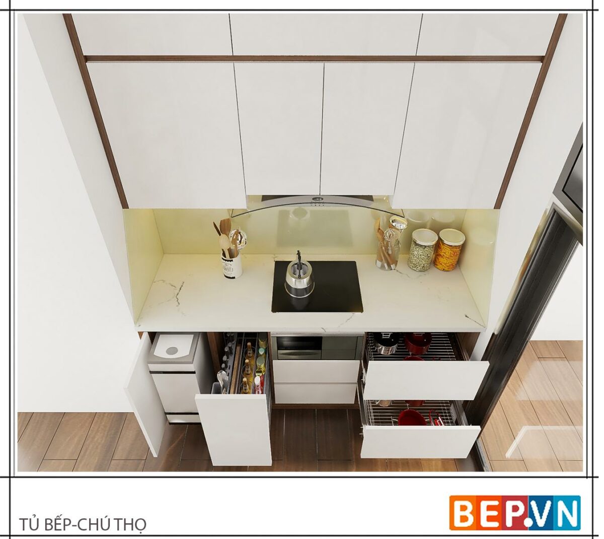Tủ bếp Laminate song song gia đình chú Thọ - Hình ảnh 4