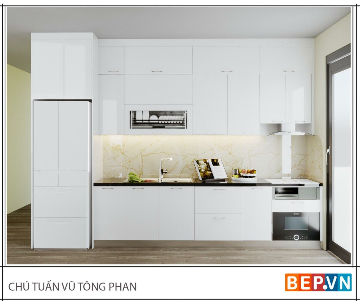 Tủ bếp Acrylic song song gia đình anh Tuấn