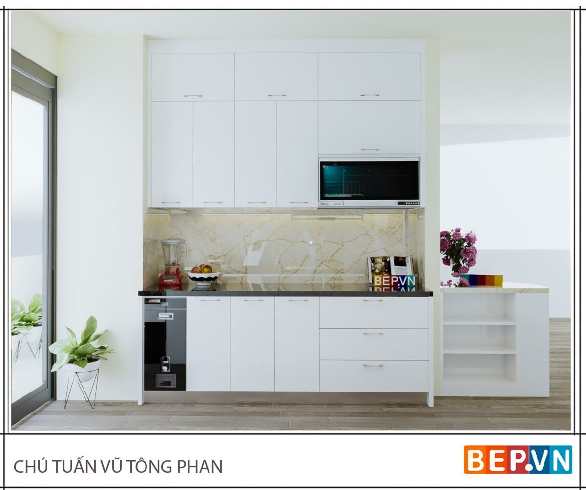 Tủ bếp Acrylic song song gia đình anh Tuấn - Hình ảnh 3