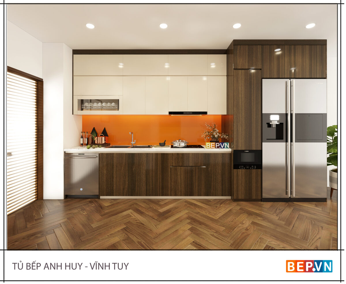 Tủ bếp Acrylic thẳng gia đình anh Huy - Vĩnh Tuy