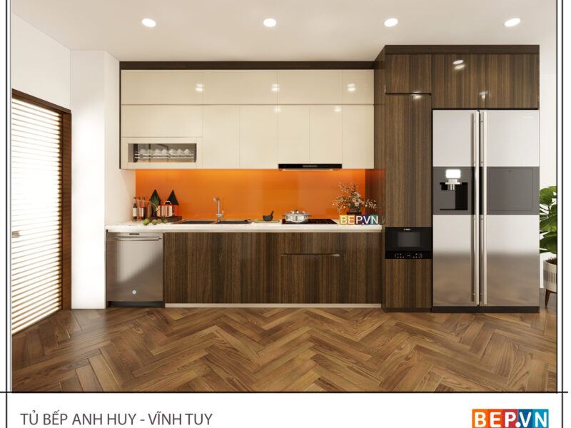Tủ bếp Acrylic thẳng gia đình anh Huy - Vĩnh Tuy