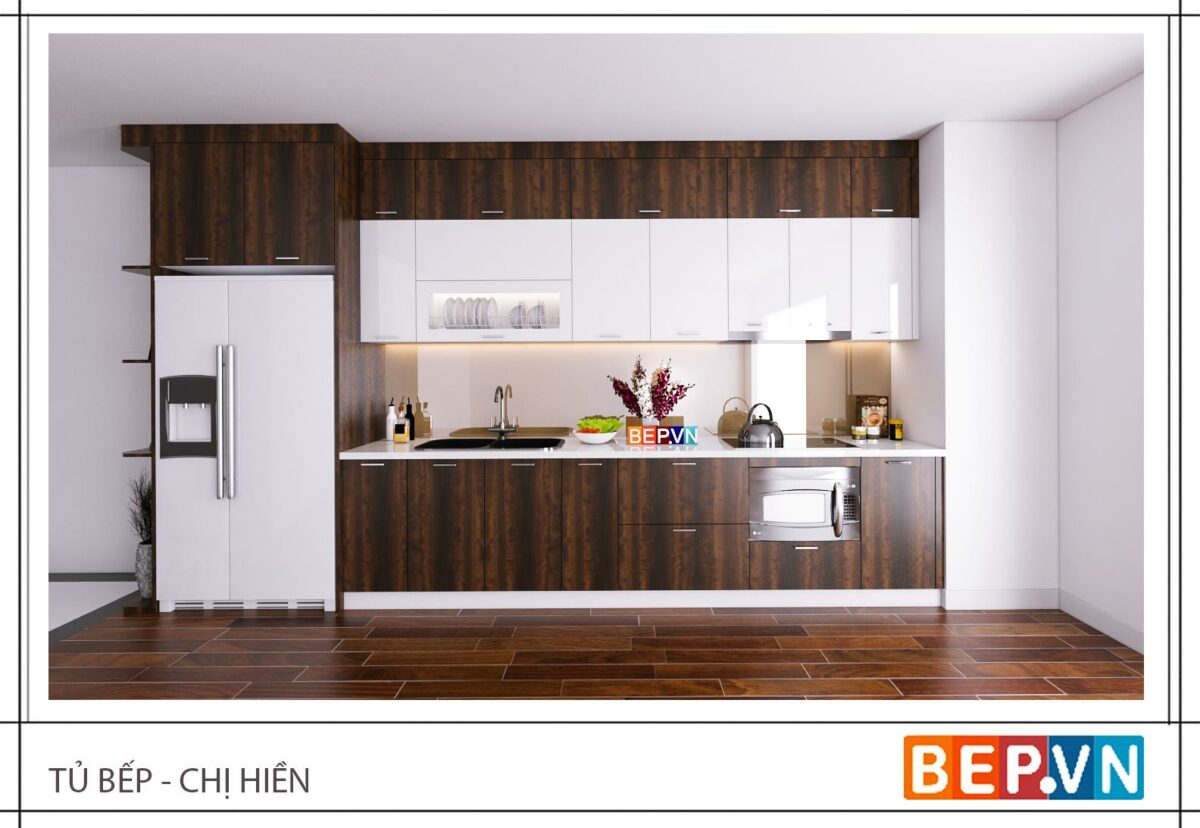 Tủ bếp chữ I gia đình chị Hiền