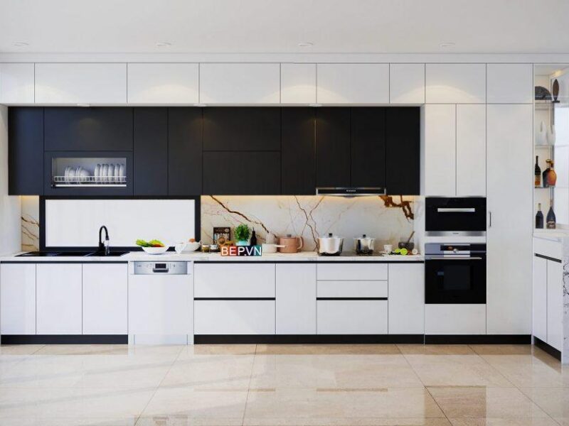 Tủ bếp Acrylic thẳng gia đình chị Ngân - Gamuda