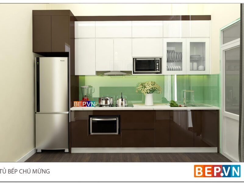 Alternative view of Tủ bếp Acrylic thẳng gia đình chú Mừng