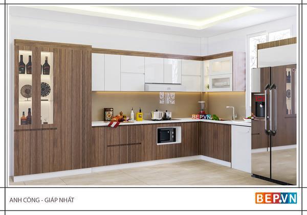 Tủ bếp Acrylic chữ L anh Công - Giáp nhất