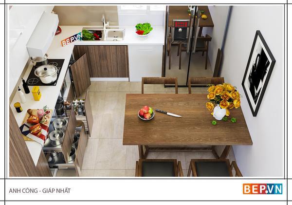 Tủ bếp Acrylic chữ L anh Công - Giáp nhất