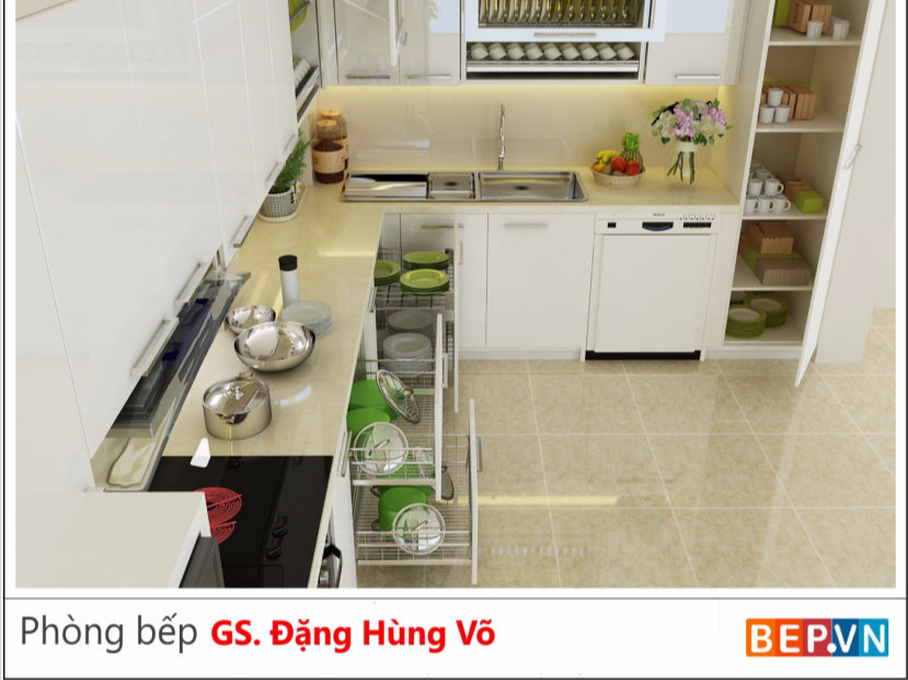tủ bếp acrylic chữ L