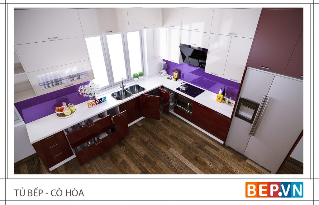 Mẫu phòng bếp đẹp màu sắc sặc sỡ