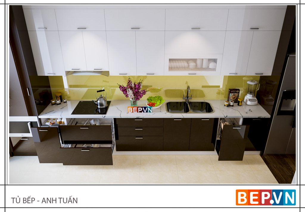 Mẫu phòng bếp đẹp có tủ bếp chữ I