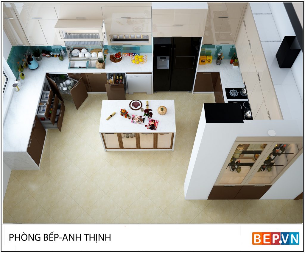 Mẫu phòng bếp có tủ bếp chữ U