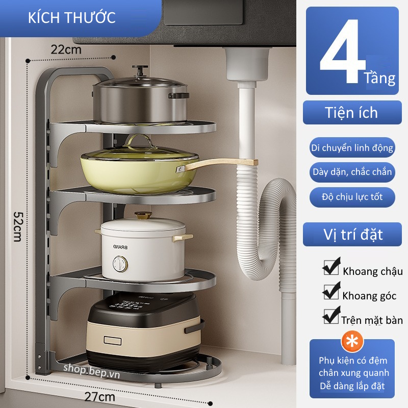 kệ để xoong nồi, chảo tiện ích