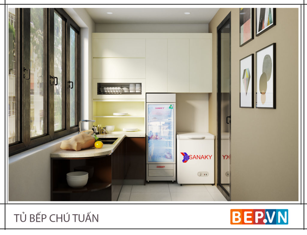 Tủ bếp sử dụng giá bát đĩa cố định