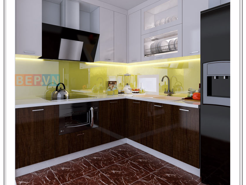 tủ bếp Acrylic chữ L
