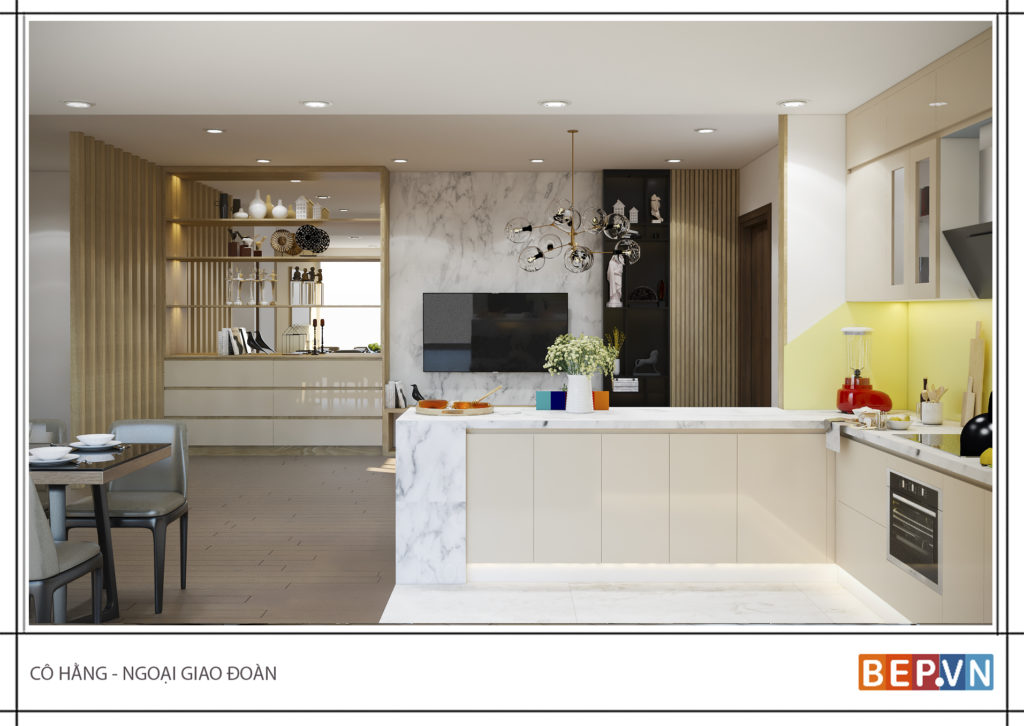 Thiết kế tủ bếp chữ U gia đình cô Hằng