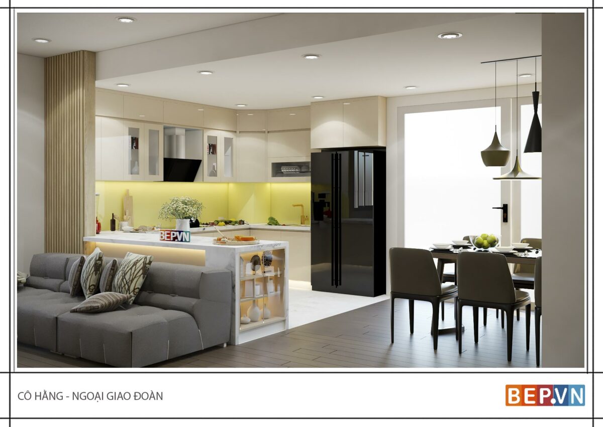 Thiết kế tủ bếp chữ U gia đình cô Hằng - Ngoại Giao Đoàn - Ảnh 2