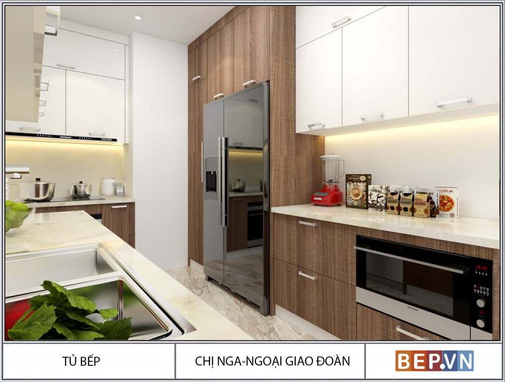 Nhà bếp đẹp có hệ tủ bếp song song.