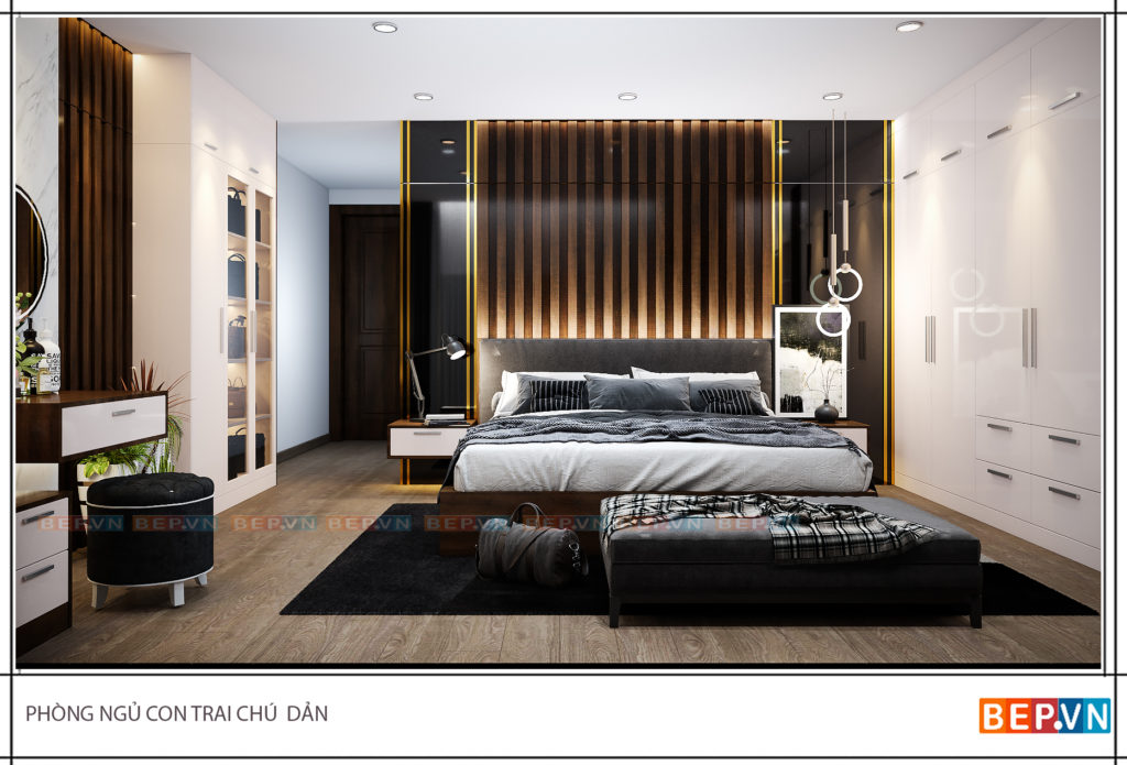thiết kế nội thất chung cư cho phòng ngủ con trai