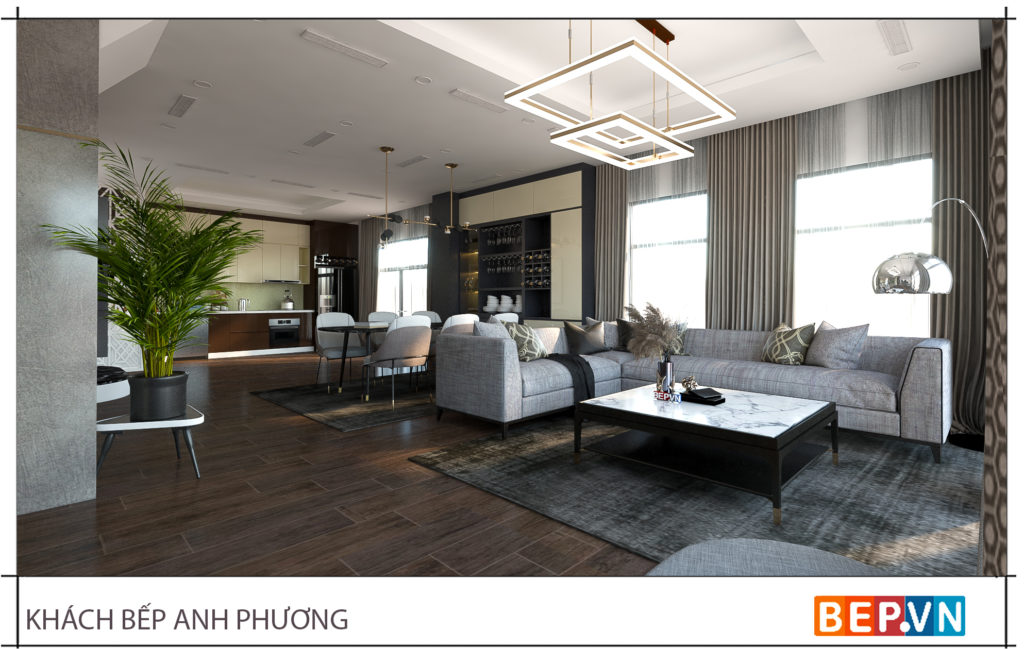 Bo sofa hien dai gam mau ghi sang sang trong